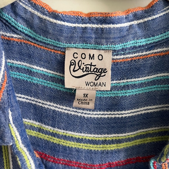 Como vintage striped button down top size 1x - Picture 3 of 7